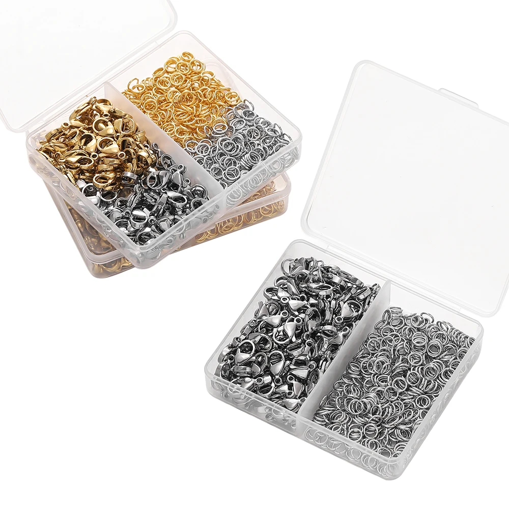 300Pcs/Box Stainless Steel Lobster Claw Clasps Open Jump Rings Bulk Jewelry Connector DIY Bracelet Necklace  Making Supplies view 6