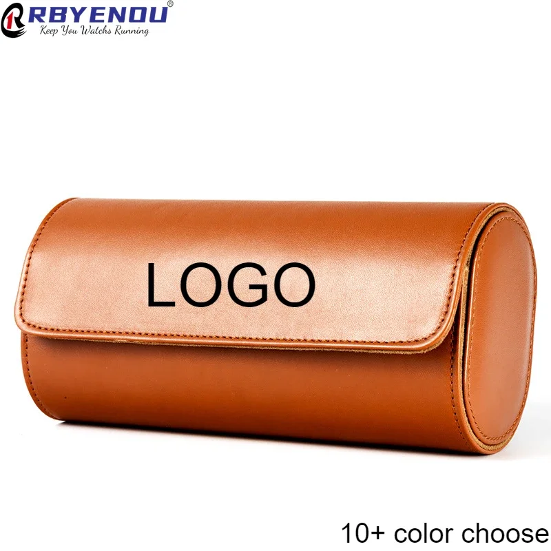 PU Leather Solid Color Pressure Line Shaped Business Watch Storage Case Box Protection Display Personal Customization Logo