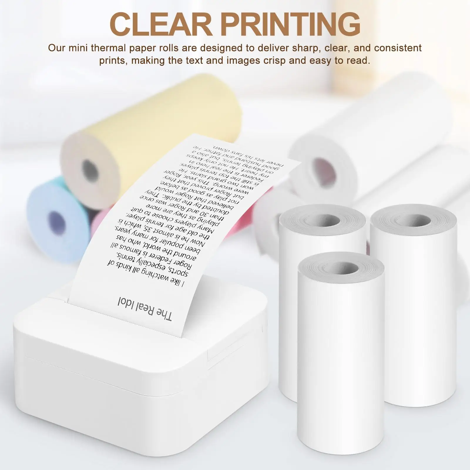 13 Rolls 57x25mm Thermal Paper Printer Mini Photo Sticker Clear Printing Colored Adhesive Supply Versatile Use
