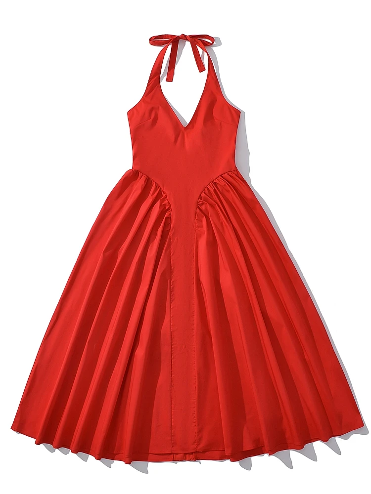 

OUROPEAN ZTATION 2025 Summer New Lady Edgy V-Collar Top Dresses Casual Woman Sleeveless Slip dress Regular Fit zipper Maxi Skirt