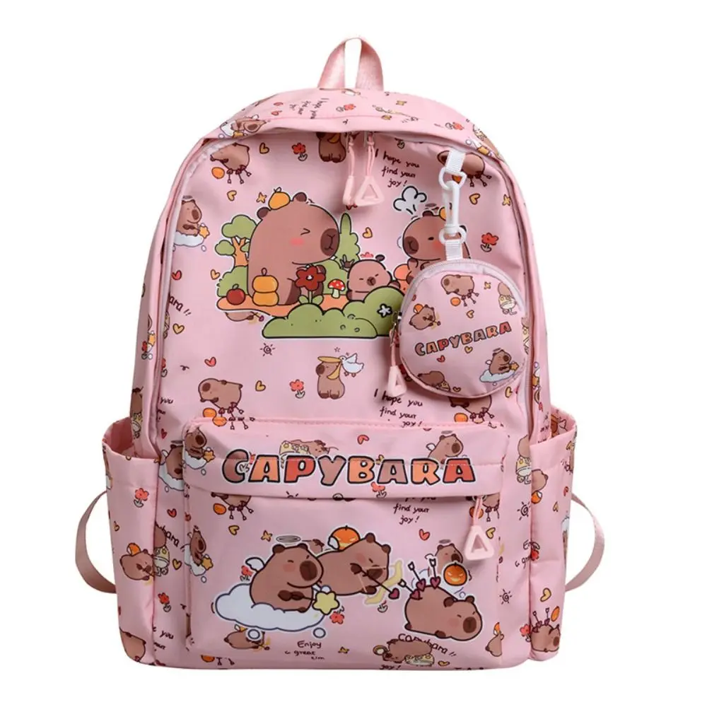 Multi-Compartment Capybara Backpack Large Capacity Wide Straps Children's Shoulder Bag Waterproof Lightweight