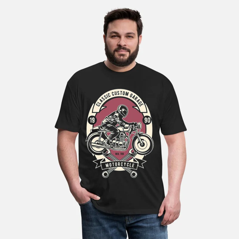 

0419 Vintage Custom Retro Cafe Racer Gift T-Shirt for Racing bikers 100% cotton printed Motorcycle Graphic clothes All size Tops