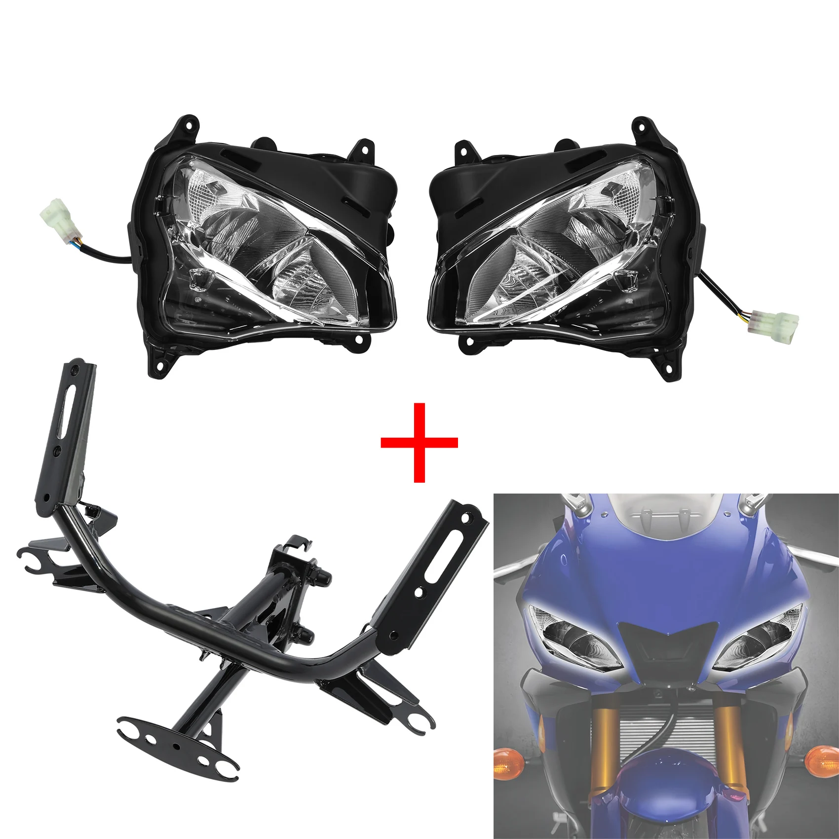 LED Headlight & Upper Fairing Stay Bracket Fit For Yamaha YZF R3 2019-2024 R25 2020-2024 Motorcycle