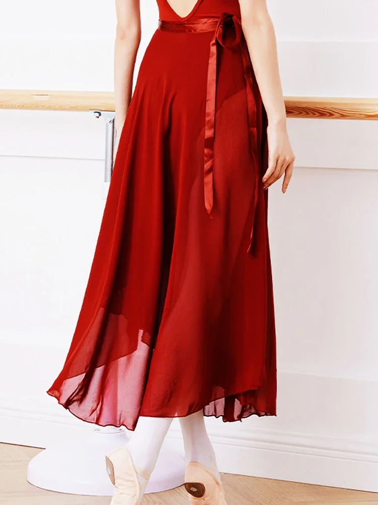 الكبار النساء الباليه الرقص التنانير الطويلة الشيفون الرقص التنانير غنائية لينة فستان الباليه أسود بورجوندي شفافة أزياء رقص