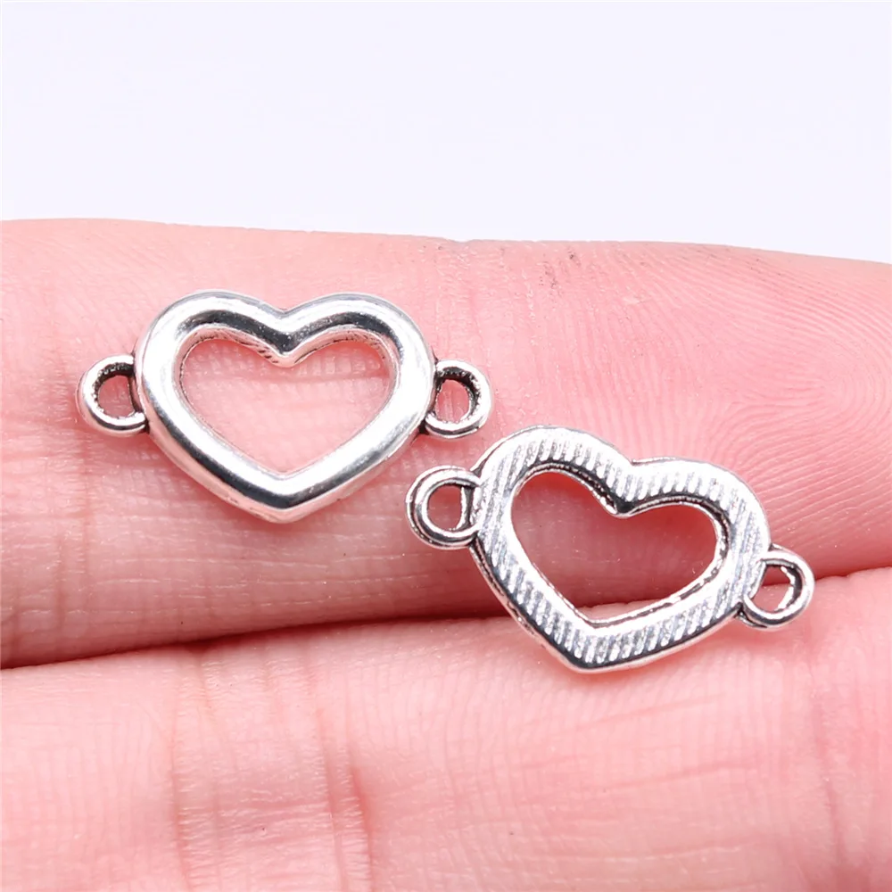 40pcs Small Cute Heart Charms Heart Connector For Jewelry Making Tibetan Vintage Antique Jewelry Making DIY Handmade Craft