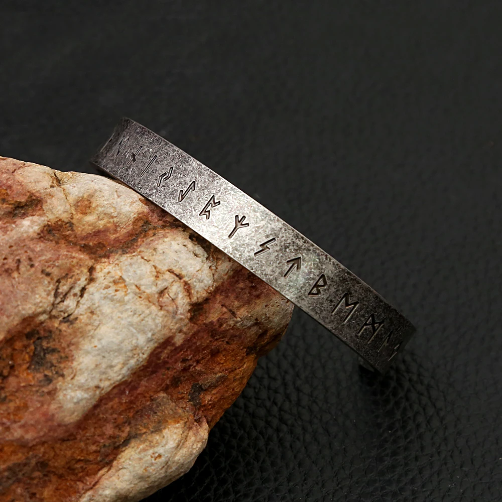 Fashion Vintage Viking Rune Bracelest for Men Women 316L Stainless Steel Simple Open Bracelet Amulet Jewelry Gift Dropshipping