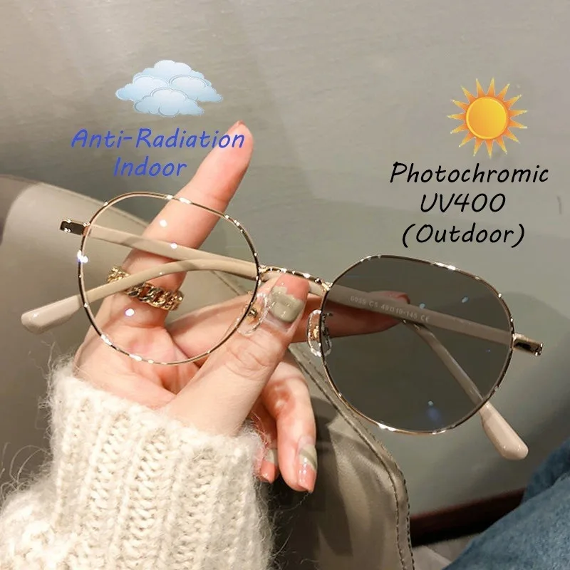 Plamis Photochrome Anti Strahlung Metall Computer Brille Anti Blau Licht Brillen Für Frauen/Männer – Detail 1