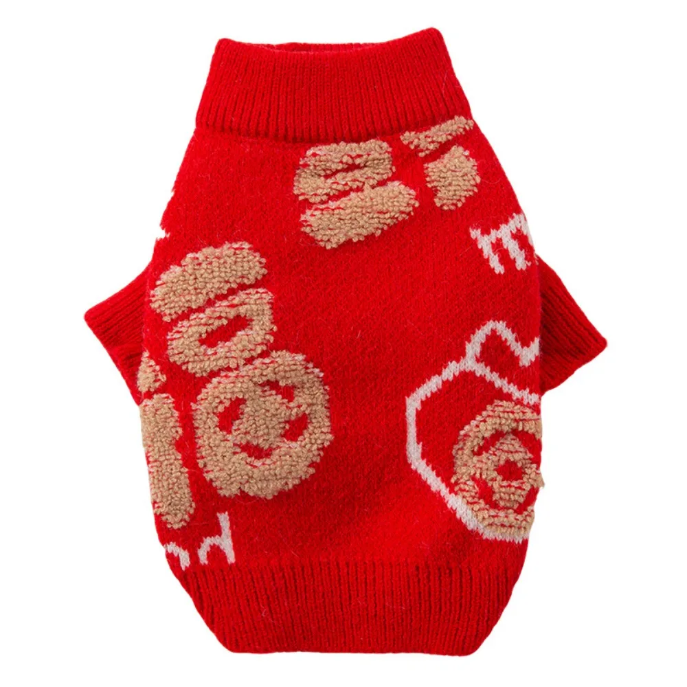 

Funny Pet Knitted Sweater Adjustable Lightweight Cute Puppy Clothes Keep Warm Thickened New Year's Cat Warm Vest Photo Props