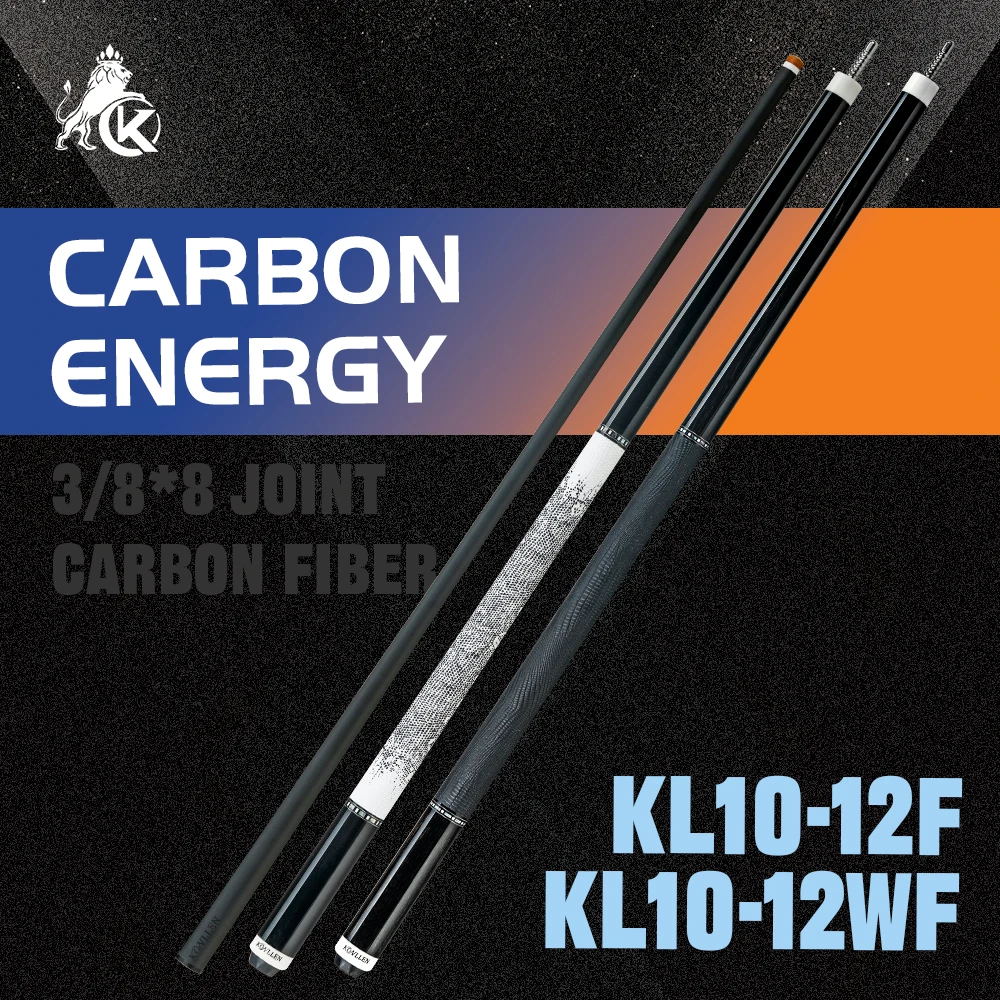 

KONLLEN 2.0 Carbon Fiber Pool Cue Low Deflection Shaft Pro Taper Ebony Inlay Design 12.5mm Tip Adjustable Weight System