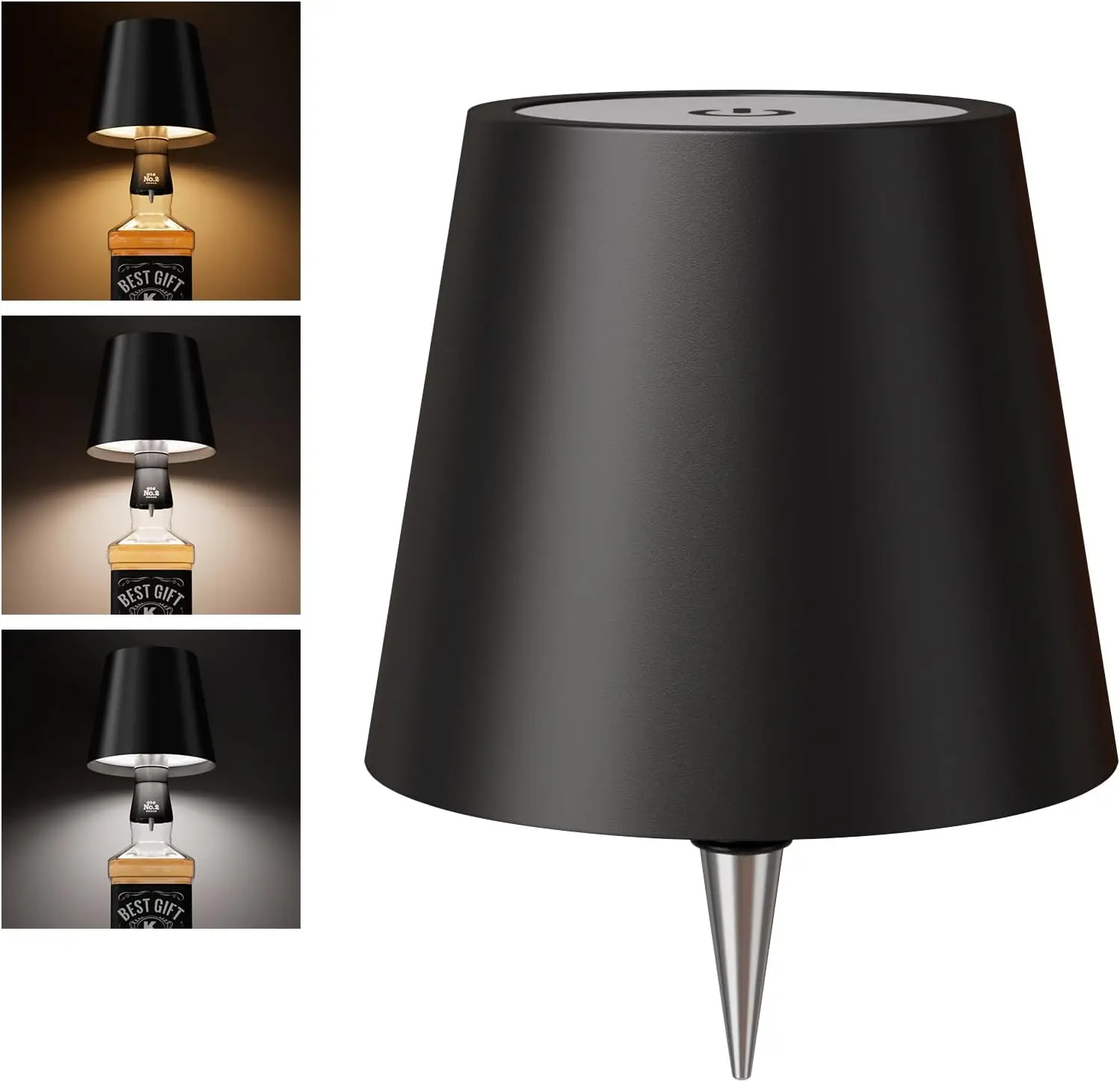 

Portable LED Wine Bottle Lamp, 3 Color Stepless Dimming Rechargeable Touch Light for Bars Restaurants