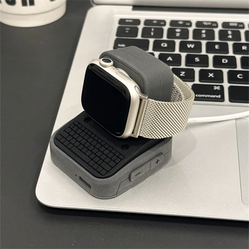 Creative Computer Silicone Charger Stand For Apple Watch 8 7 6 5 3 4 Charging Dock Holder Retro Keeper Bracket Base For iwatch