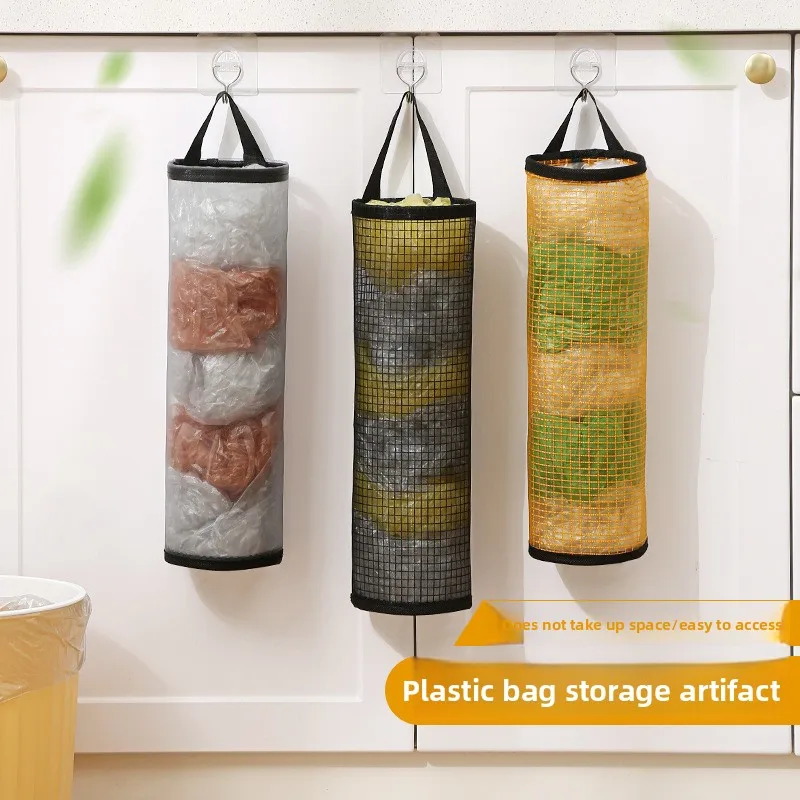 

Бытовые мешки для мусора Настенное хранение Кухонные настенные подвесные мешки для хранения покупок Пластиковые пакеты Организация