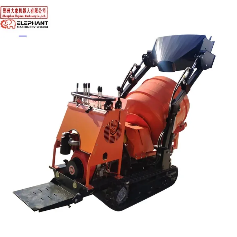 350L Mini Crawler Concrete Mixer Self Loading Full Hydraulic All-Terrain Hot Sale Tracked Concrete Cement Mixer