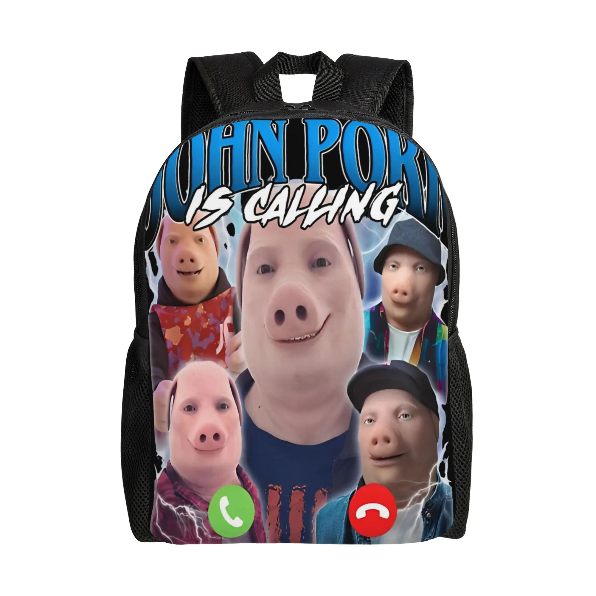 John Pork Is Calling Answer Call Phone Pig Backpack  College Backpacks Female High School Bags Custom Lightweight Rucksack