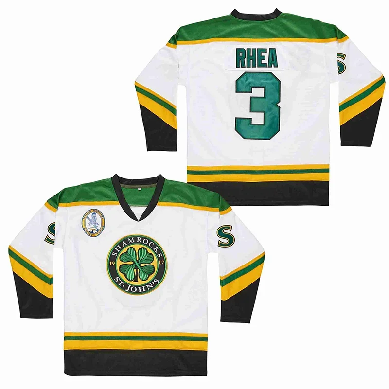 

Men Ice Hockey Jersey St John's Shamrocks Retro 3# Rhea Jerseys Sewing Embroidery Outdoor Sportswear Green Black White 2023 New