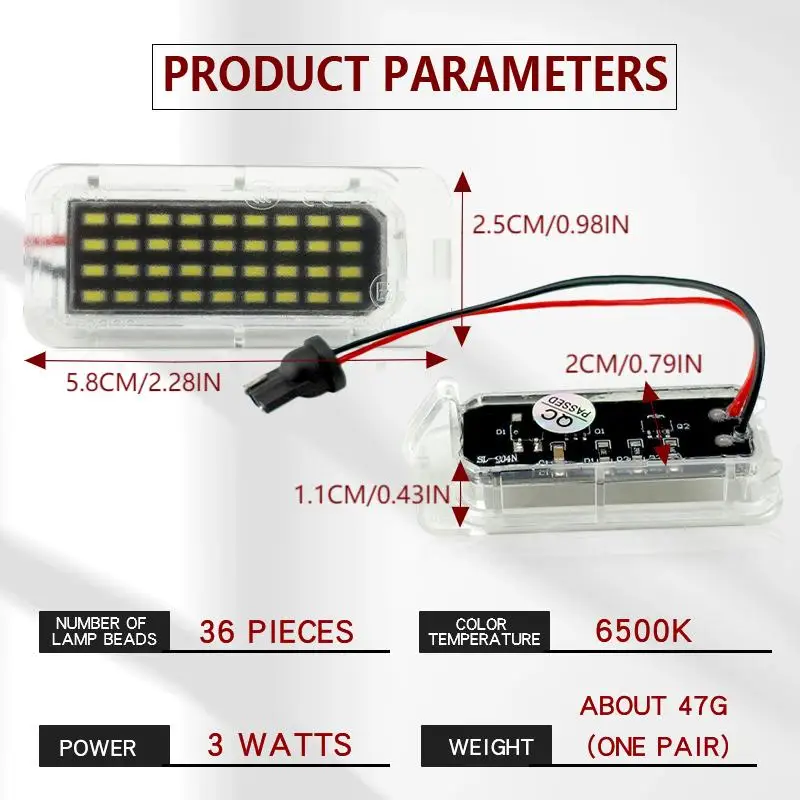 2 قطعة ضوء لوحة الأرقام لفورد فييستا فوكس كوغا مونديو غالاكسي Ecosport رينجر اكسبلورر مصباح ترخيص LED #3