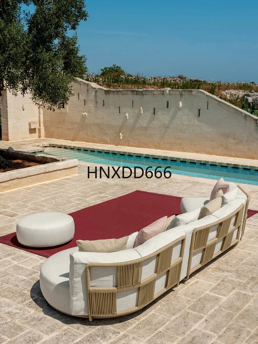 Outdoor leisure high-end curved villa sofa waterproof sunscreen rattan furniture