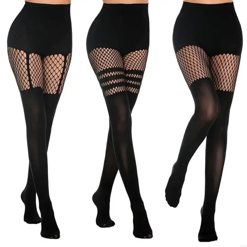 

49MA Women Mock Suspender Pantyhose Faux Thigh High Stockings Dance Tights