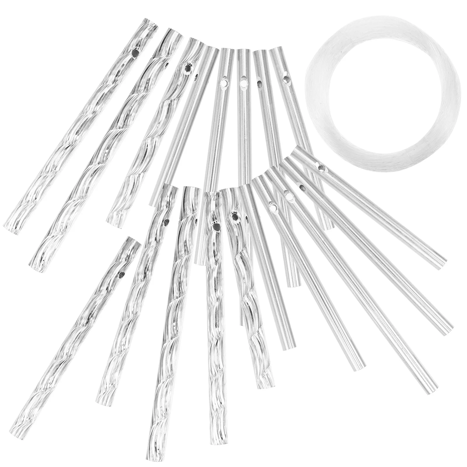 

1 set 45 Aluminum Tubes Handmade DIY Wind Chime Kit Silver 25 Plain 20 Patterned Pipes Craft Supplies Metal Accessories Garden