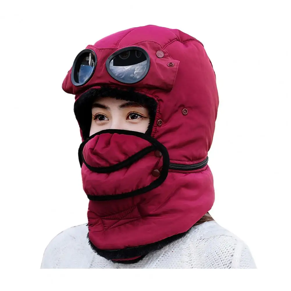Thermal Hat Winter Thermal Trapper Hat with Goggles Face Guard Pilot Headgear for Snowmobiling Hiking Weather Outdoors Winter