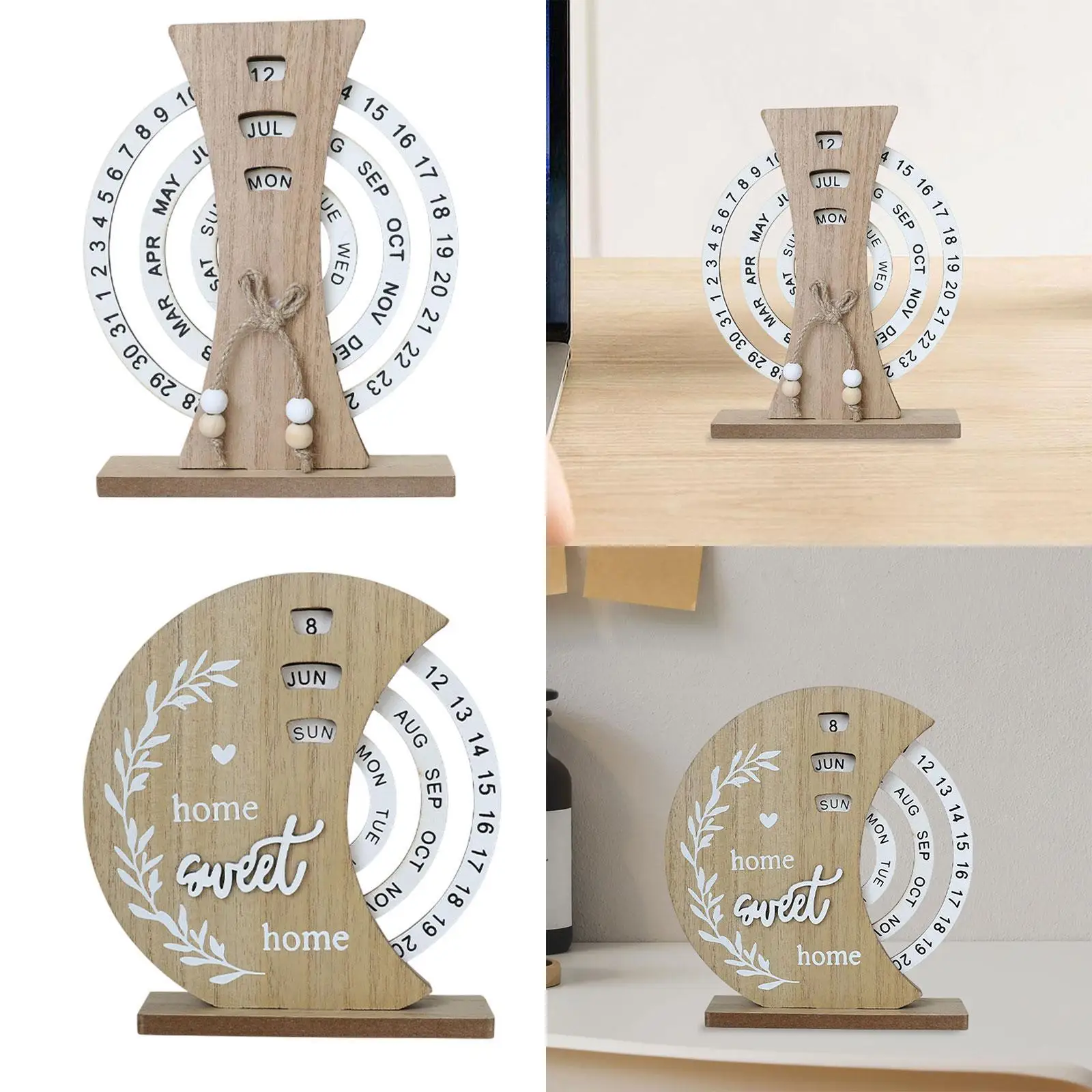 Table Calendar Indoor Gift Reusable for Home Decor Multifunctional Figurine