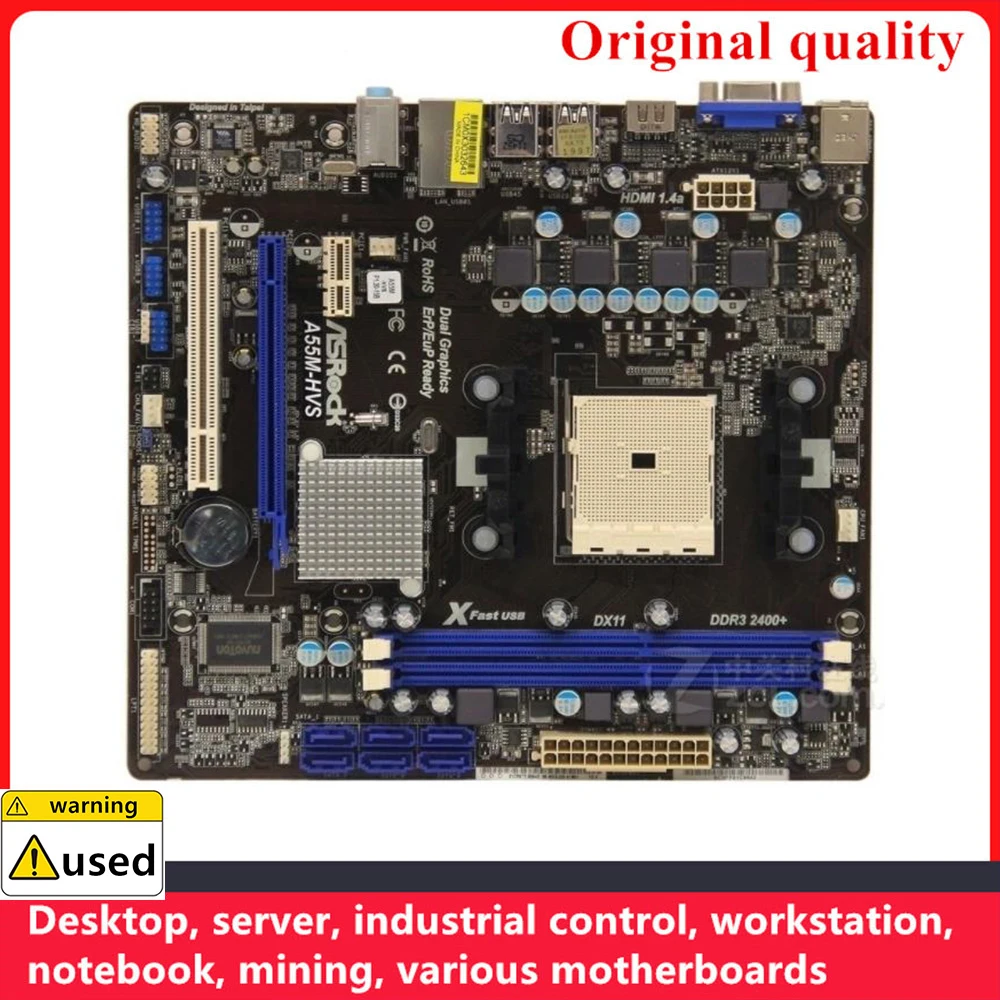 

Used ForASRock A55M-HVS Motherboards Socket FM1 DDR3 16GB For AMD A55 Desktop Mainboard SATA II USB2.0