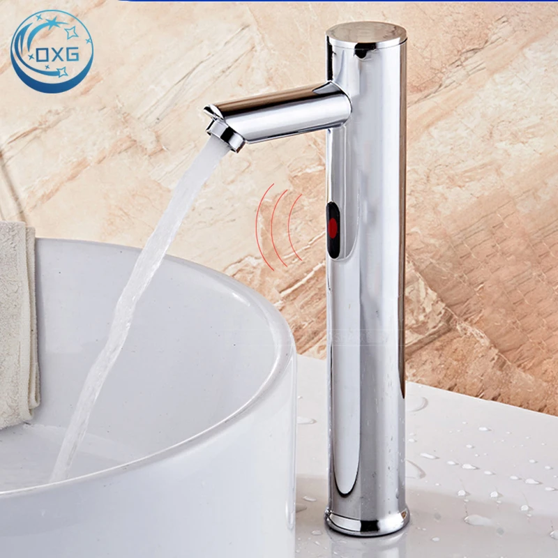 

OXG Bathroom Automatic Touch Free Sensor Faucet Deck Mounted Basin Faucet Hot Cold Mixer Tap Bathroom Faucet Basin Sink Faucet