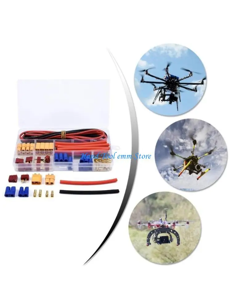 

H37F 1Set T Plug to EC3 XT60 Connectors 14AWG for Battery Chargings with Dustproof Silicone Wire Heat Shrink Tubes