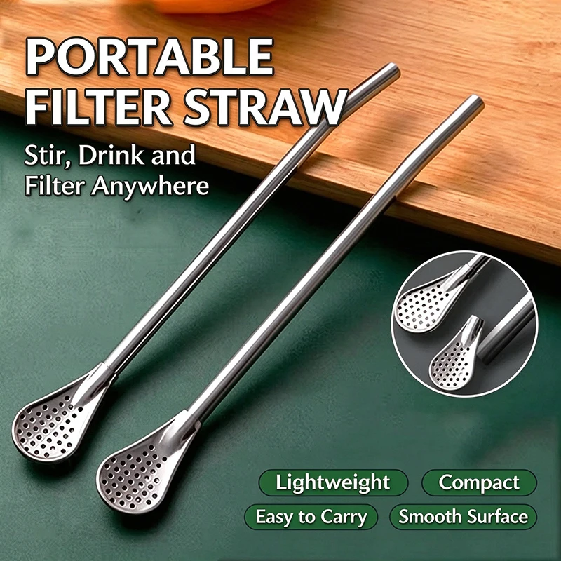 Stainless Steel Yerba Mate Drinking Straw Filter Straw Reusable Tea Detachable Bombilla for Cocktail Bar Accessories FK035
