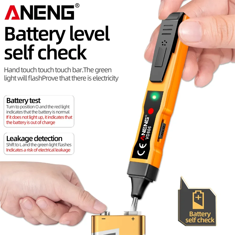 ANENG VD806 Tester Vape Pen AC/DC Voltage Battery Current Non Contact Voltage Detector Electrical Circuit Tester Led Pen Tools