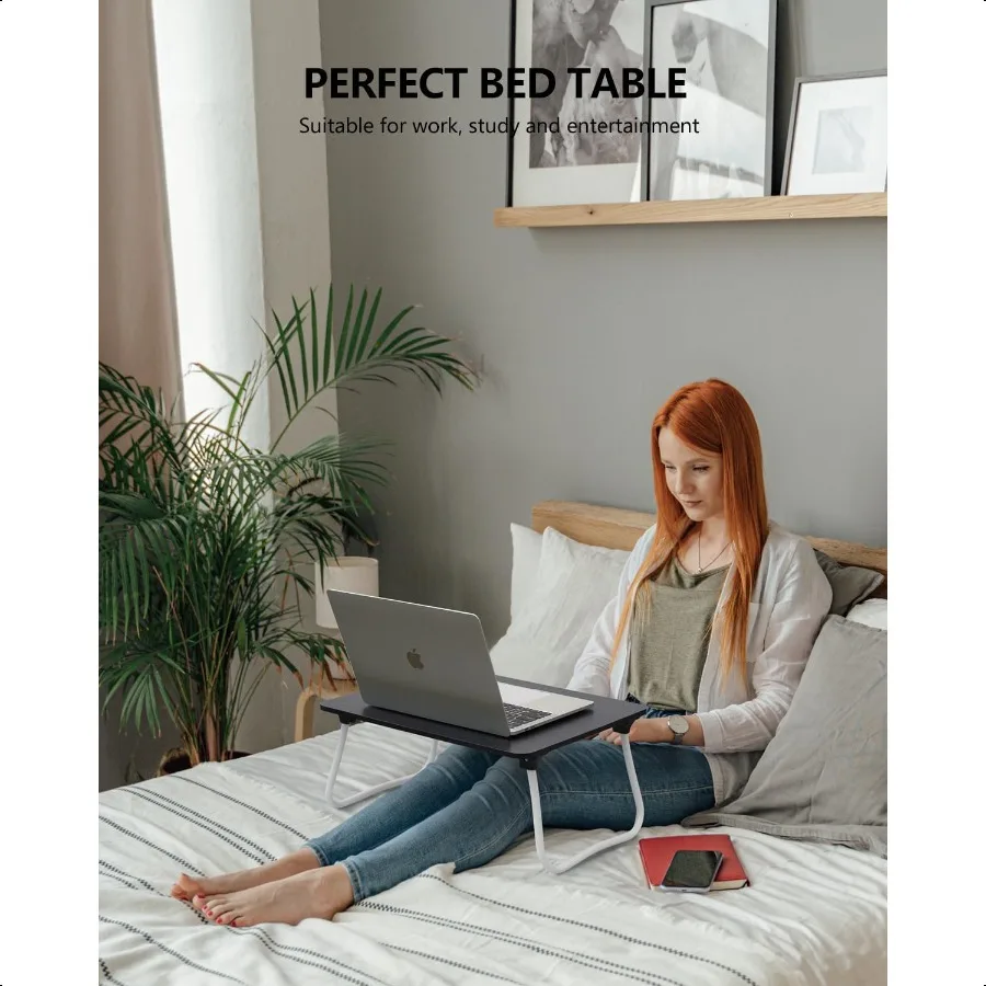 Laptop Bed Desk Foldable Lap Desk Portable Laptop Stand Lightweight Mini Table for Breakfast Picnic Drawing Couch Floor Black