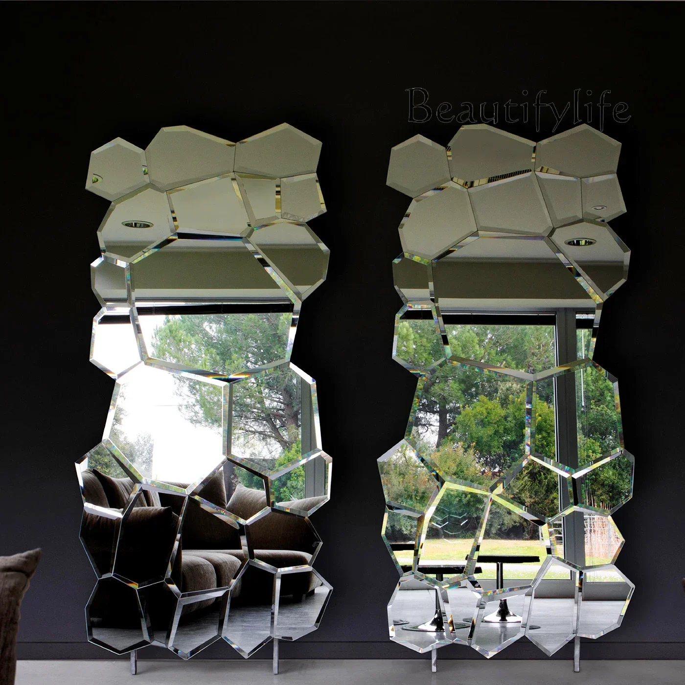 XB BJ Clothing Full Body Floor Mirror Italian Light Luxury Irregular Decorative Mirror Modern Creative Art Mirror