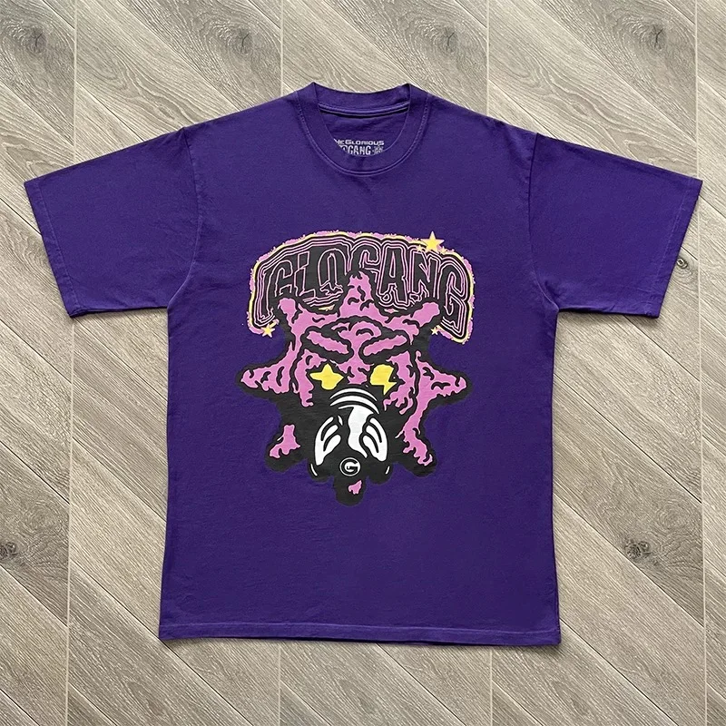 

Purple Glo Gang Boyz T-Shirts Men Women 1:1 Best Quality Pure Cotton Cartoon Print Oversized T Shirt