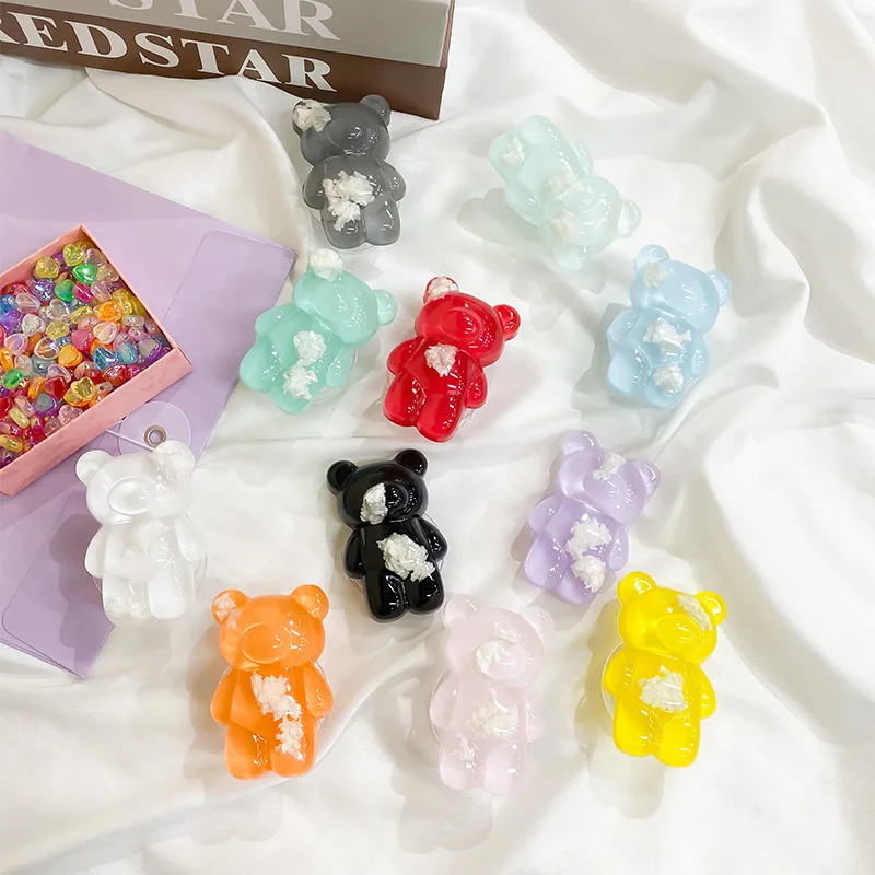 

Оригинальный держатель подушки безопасности для телефона, простой и прозрачный корейский Ins Niche с медведем, кольцо с пряжкой, ленивый настольный складной держатель для телефона