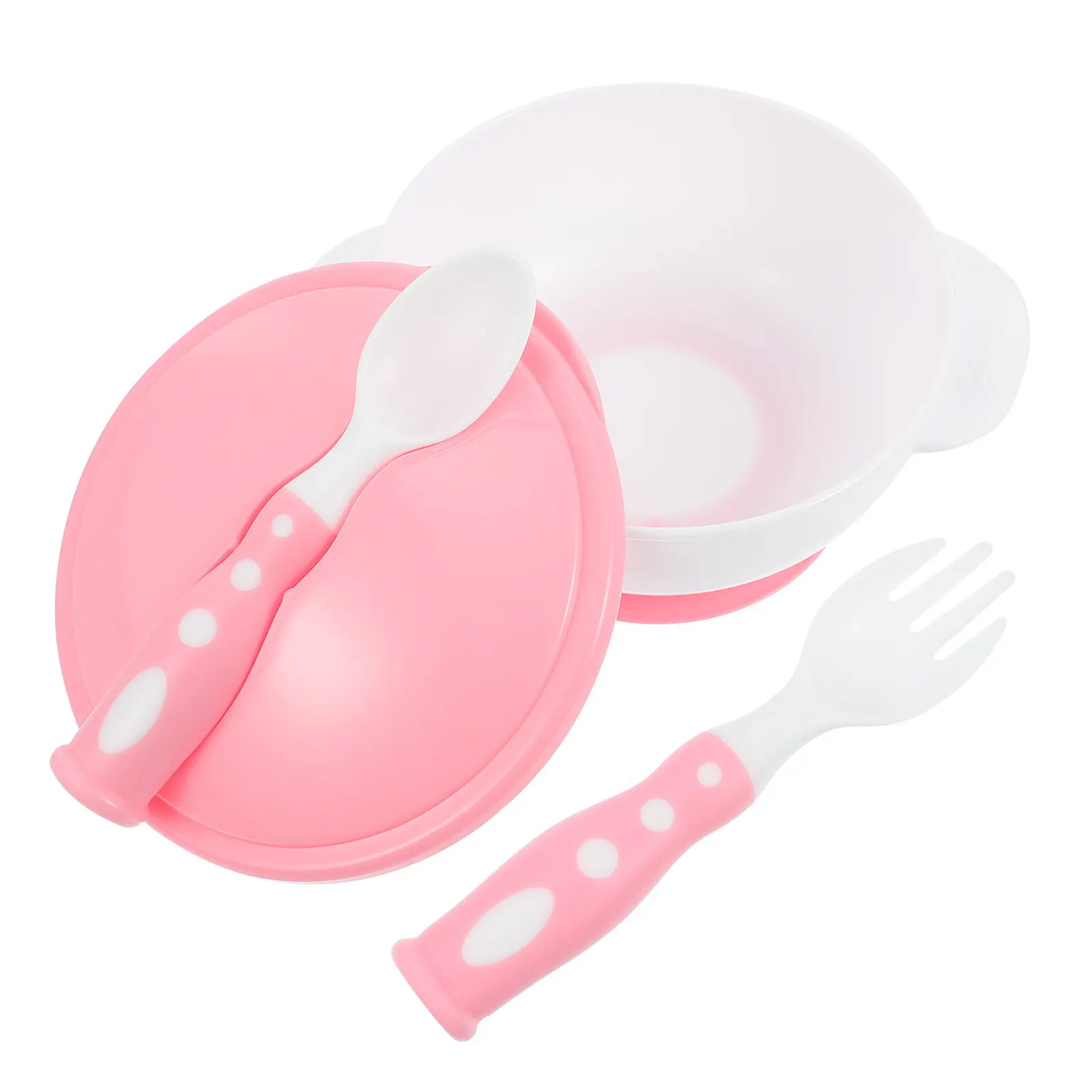 

1Set Silicone Baby Feeding Bowl Set with Large Suction Cup Anti-Slip Toddler Bowl Fork Spoon Bright -Feeding Design