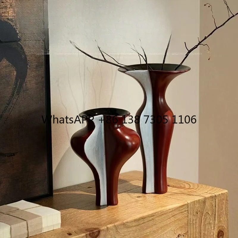 

Высококачественная художественная керамическая цветочная посуда, модель комнаты, античный стиль, кабинет, ваби, песчаный ветер, ваза, украшение для гостиной