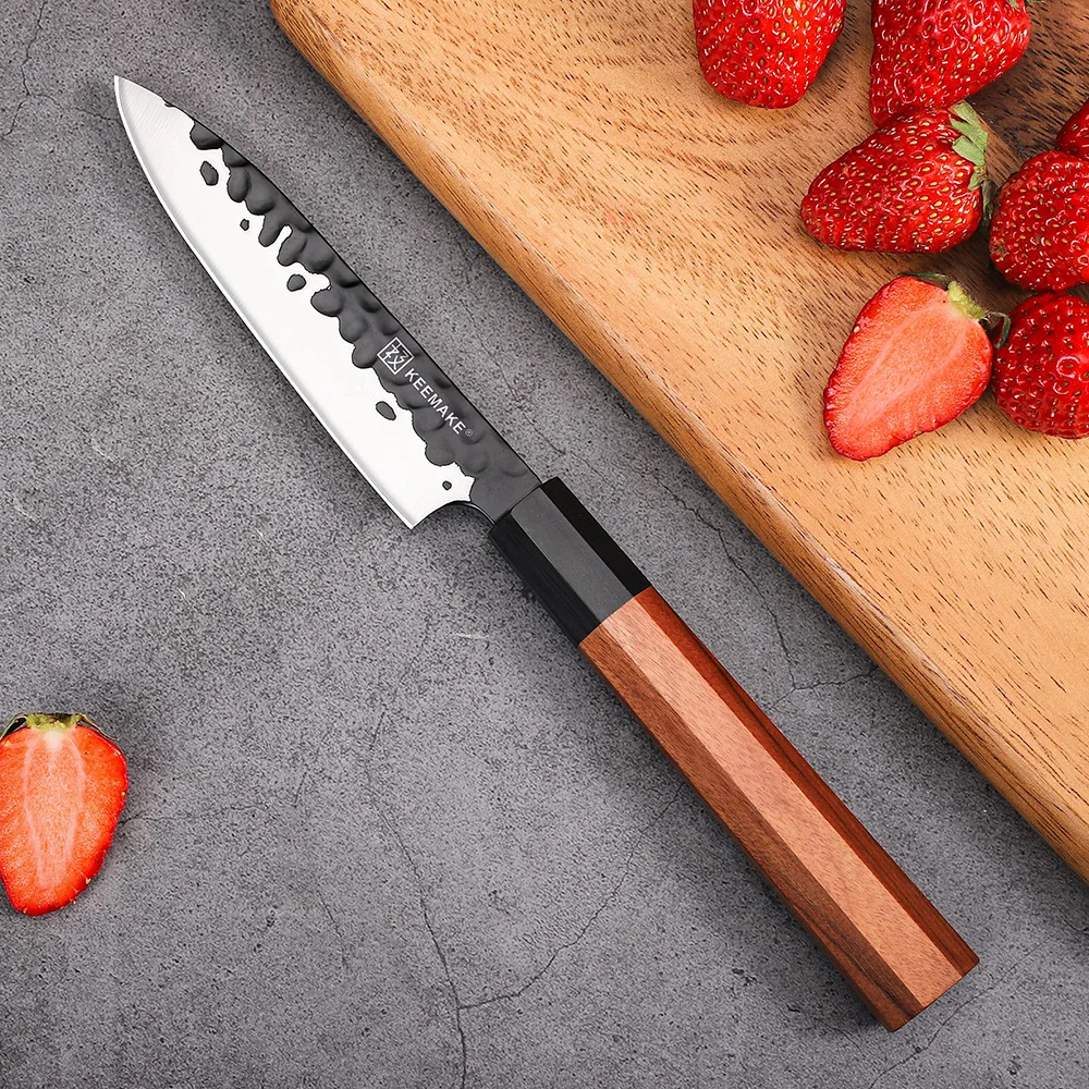 Imagem -03 - Keemake-utility Paring Knife Estilo Japonês Descascador de Frutas de Alto Carbono Cortador de Vegetais Faca de Cozinha 45 Aço Inoxidável