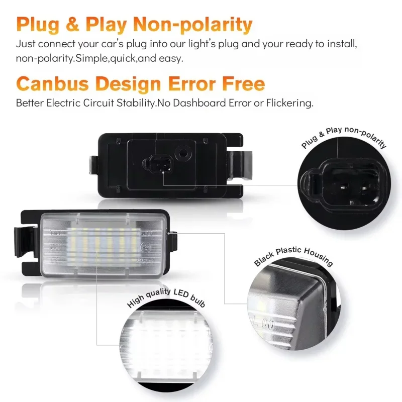 For Infiniti Skyline V36 G35 G37 350Z 2pcs White LED License Plate Lights Car-Styling Number Lamp for Nissan Tiida Livina Versa