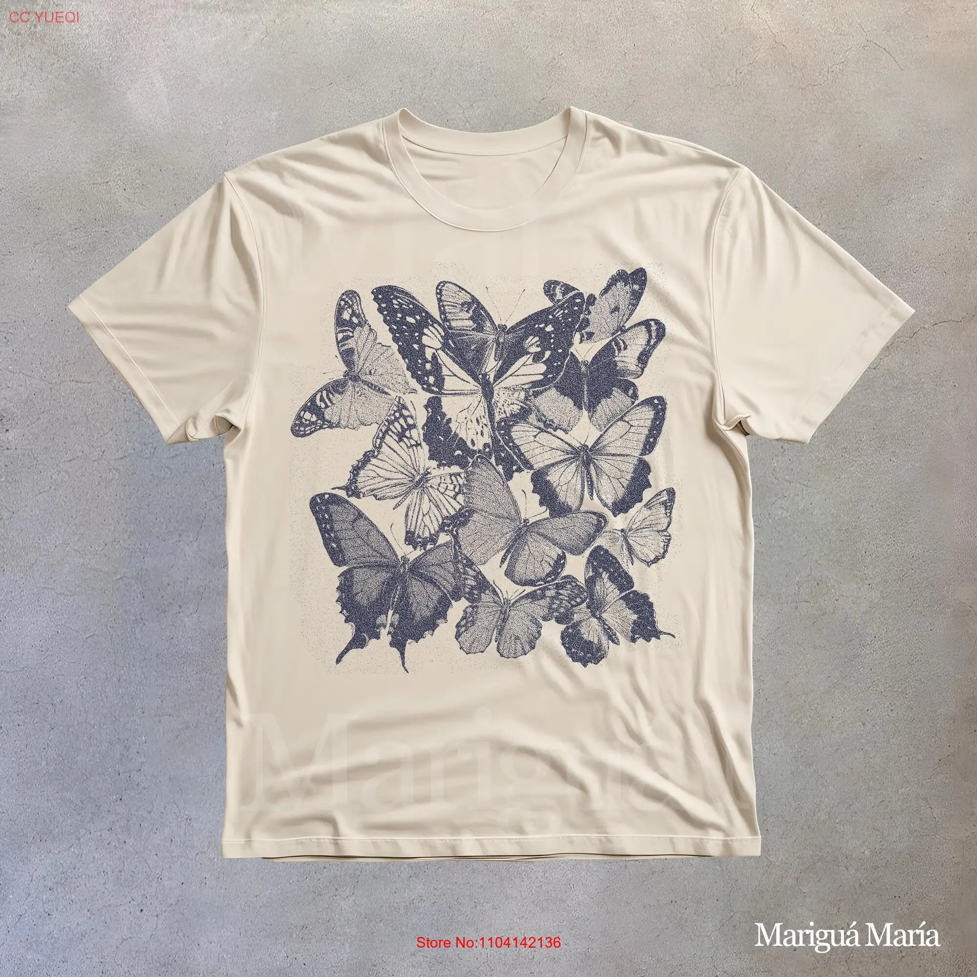 Retro Botanical Book Illustration Butterflies T Shirt long or short sleeves