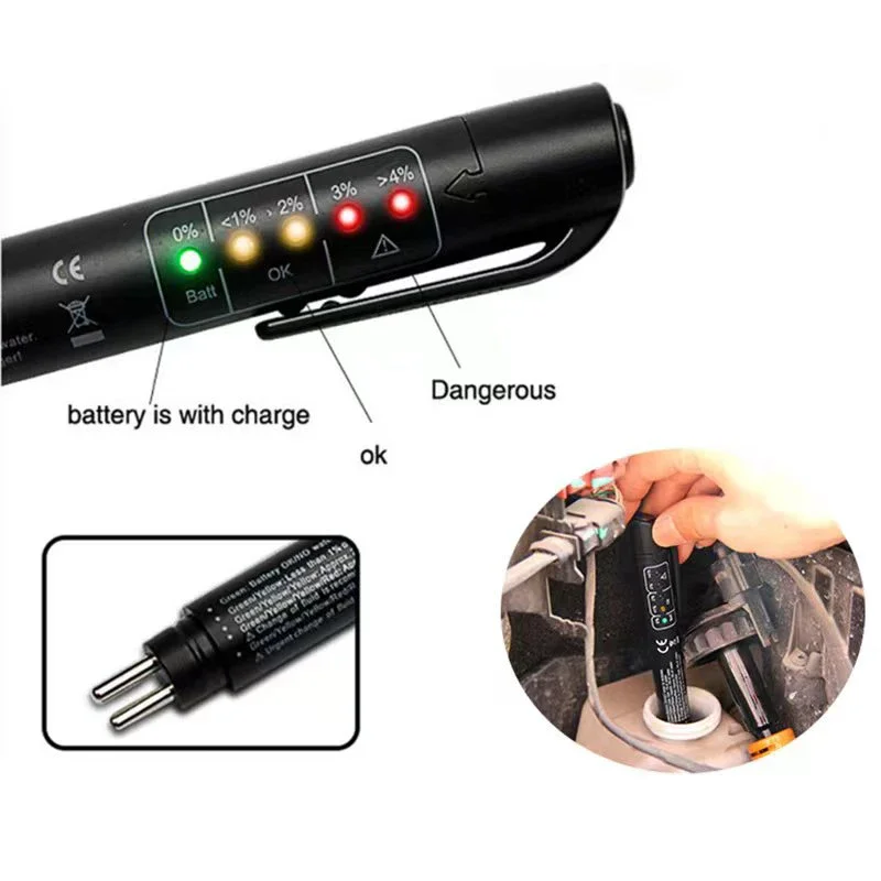 Brake Fluid Tester Automotive Testing Pen, LED Display Vehicle Brake Oil Quality Test Tool, Universal Auto Liquid Testing Tools - view 3