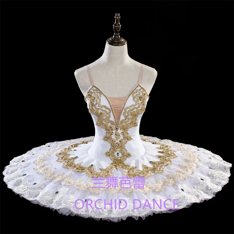 

Best Selling Professional High Quality Women Competition Performance Wear Girls Swan Lake White Golden Ballet Tutu Costumes