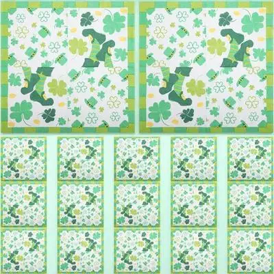 20Pcs Shamrock Napkins St Patricks Day Paper Napkins Disposable Dinner Party Supplies Irish Themed Table Decorations