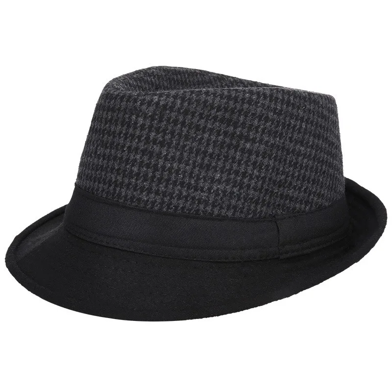 Men Autumn Winter Wool Fedora Hat, Warm Windproof Vintage Trilby Cap, Ideal Gift for Father Daily Outdoor Wear