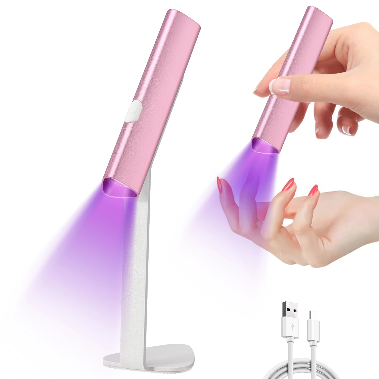 

Mini Portable LED Nail Lamp with 360° Magnetic Rotating Stand – Rechargeable Handheld Gel Polish Dryer for Home & Salon