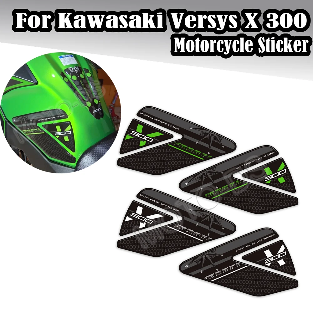 Motorcycle Fuel Tank Pad Protector Stickers Body Fairing Decals For Kawasaki Versys X 300 X300