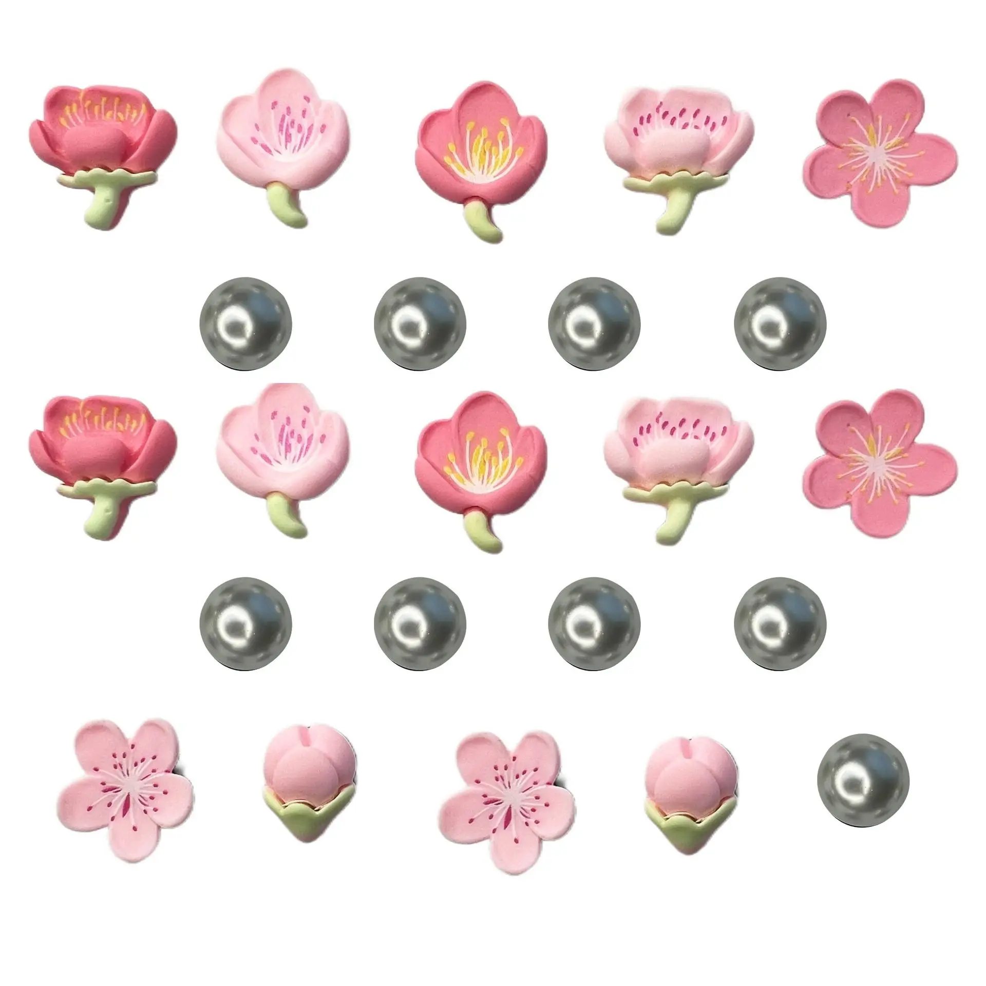 23pcs Accessories For Bogg Bag, Pink Flowers And Pearls Decoration For Bogg Bag Charms, Compatible With Rubber Beach Bag, Tote H