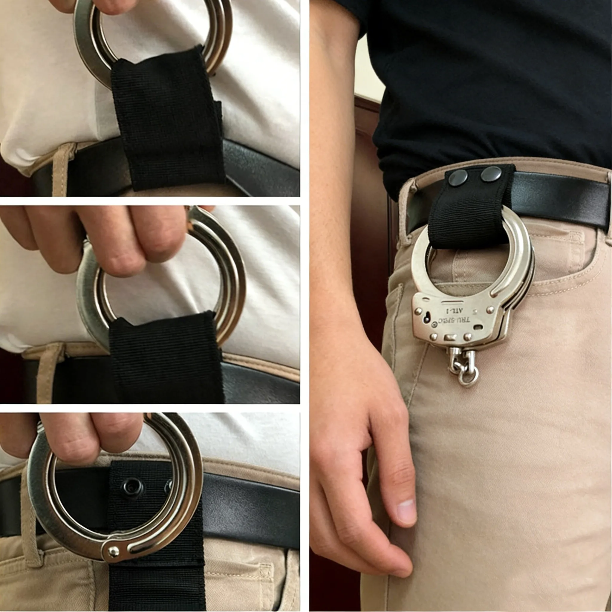 Nylon Webbing Handcuff Belt Tactical Key Holder Snap Button Strap For Duty Belt Molle Backpack EDC Hanging Gear Accessories