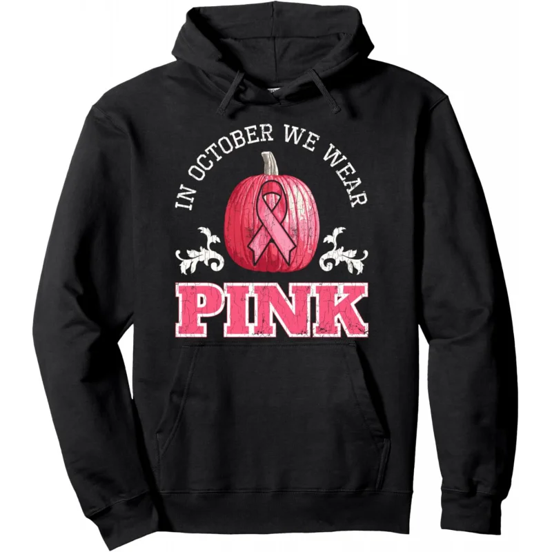 Breast Cancer Awareness Pumpkin Gift In October We Wear Pink Pullover Hoodie Unisex