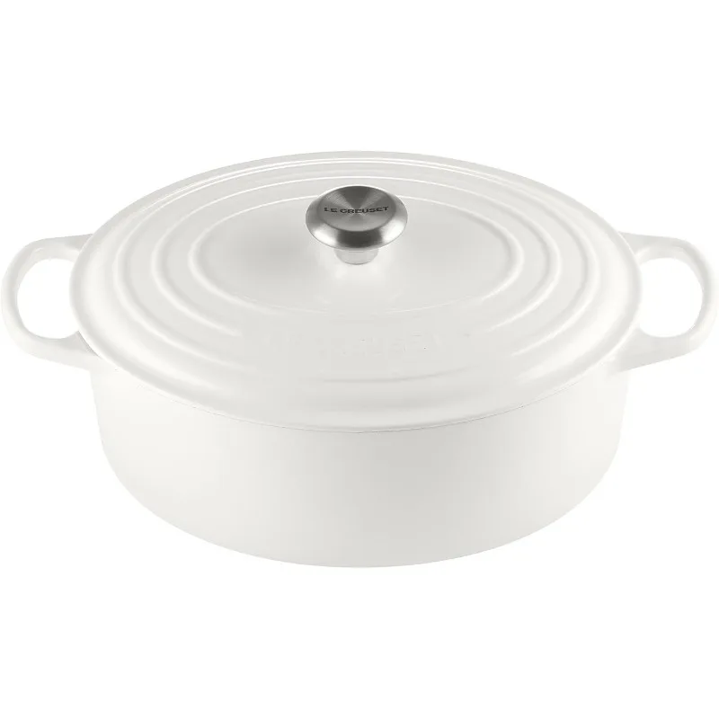 Le Creuset Enameled Cast Iron Signature Oval Dutch Oven, 6.75 qt., White