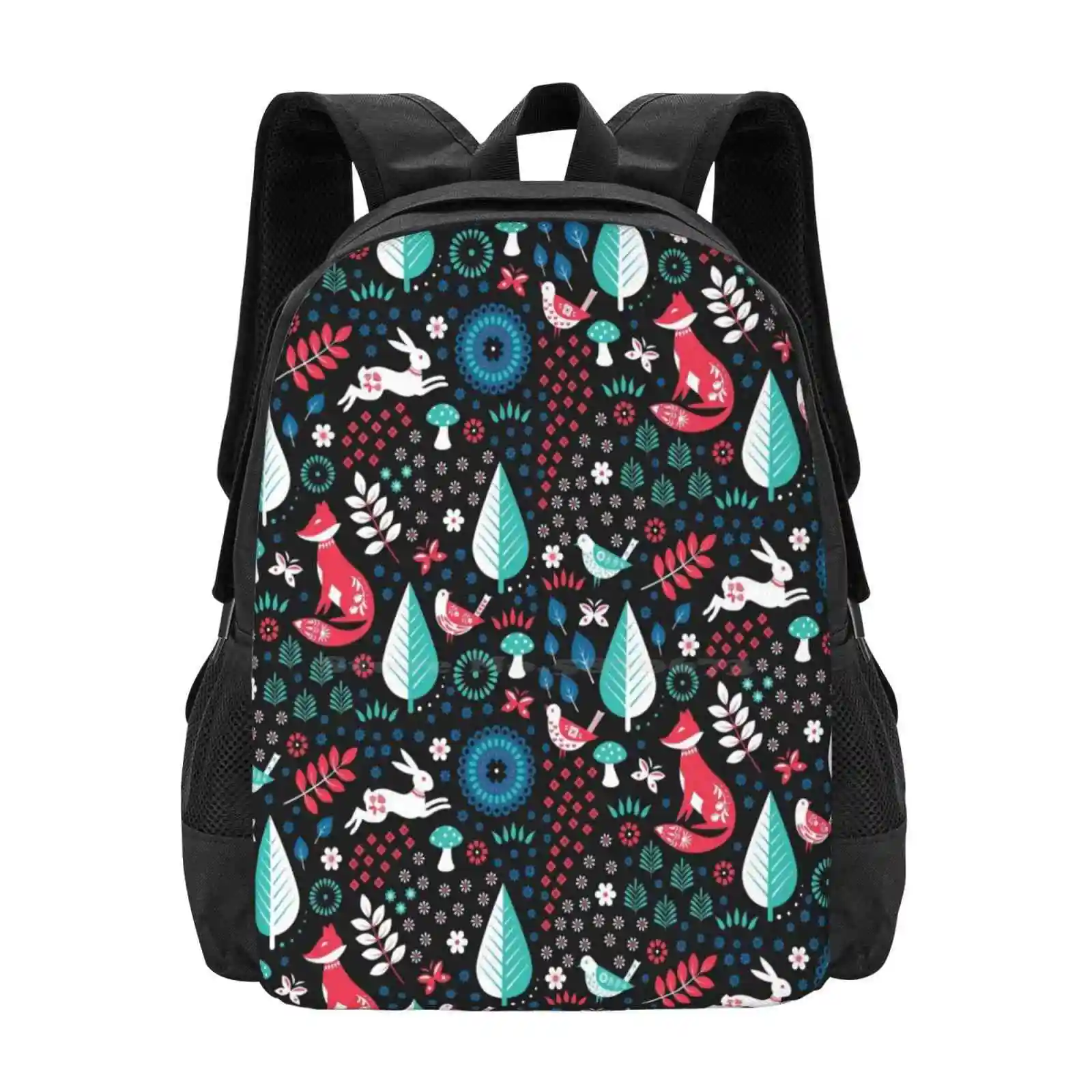 Electric Forest Hot Sale Schoolbag Backpack Fashion Bags Striking Contrast Woodland Creature Folksy Kids Colourful Bright